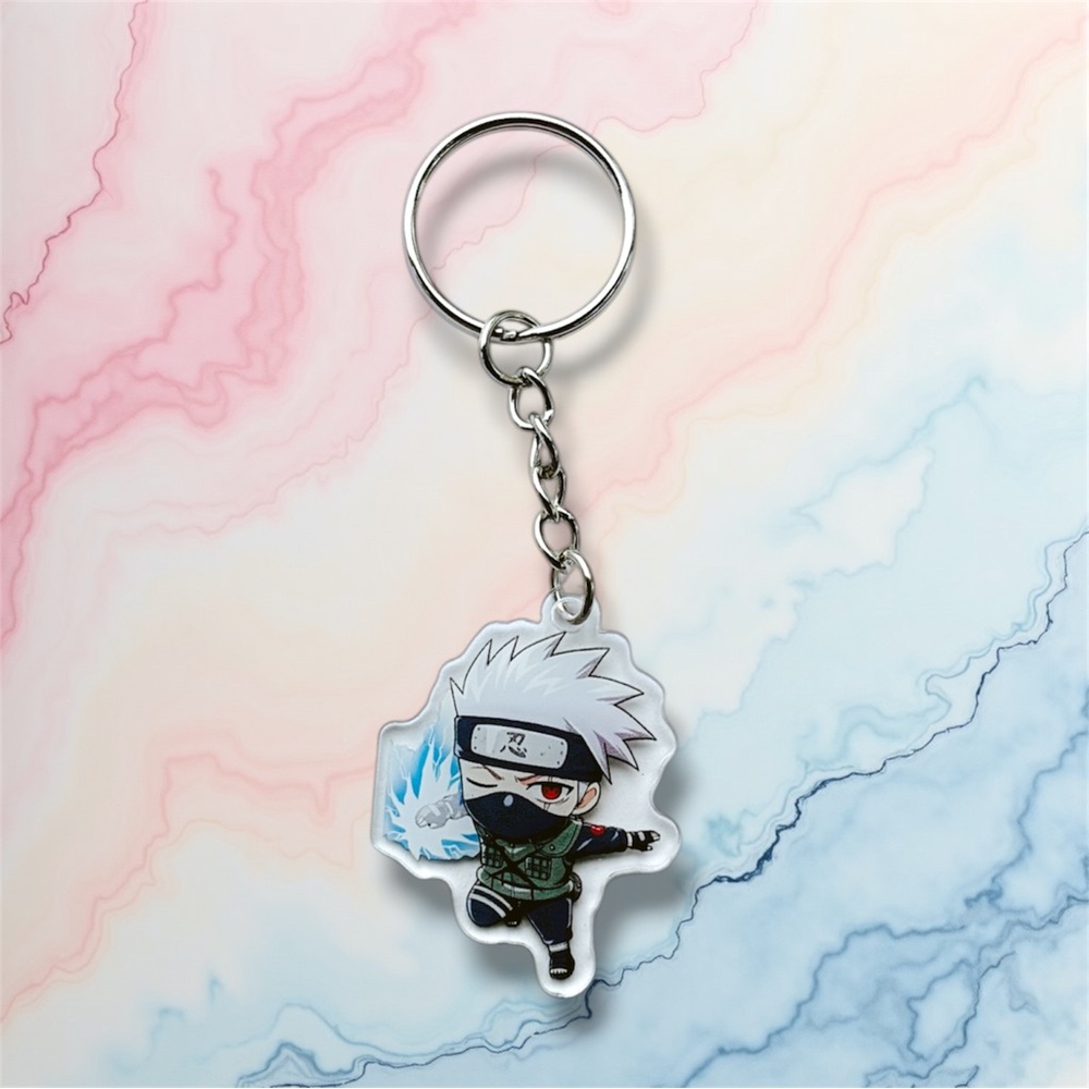 Kakashi Hatake Keychain with Blue and White Accents